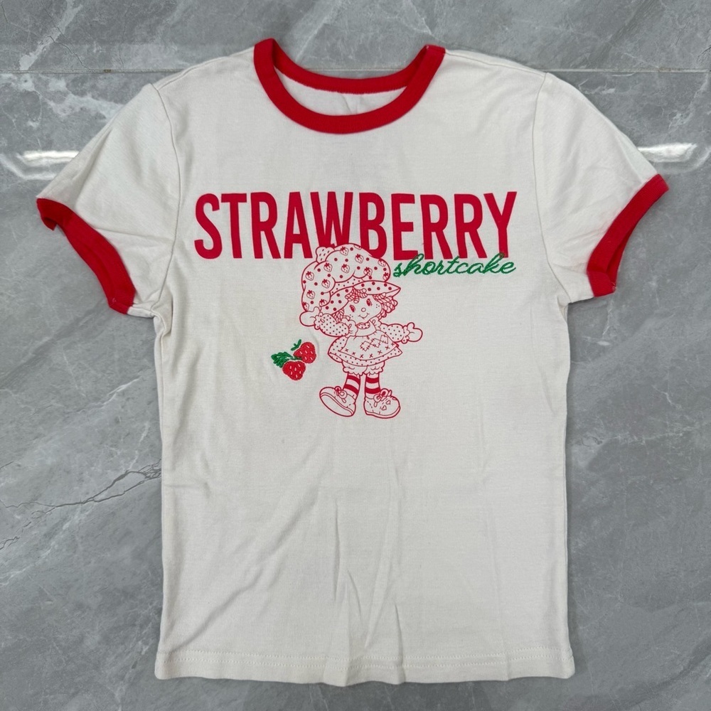 Women’s Fashion Nova Strawberry Shortcake Ringer Short Sleeve Graphic Shirt XS - Picture 3 of 16